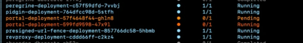 Another portal pod is spinning up under the stuck pending one