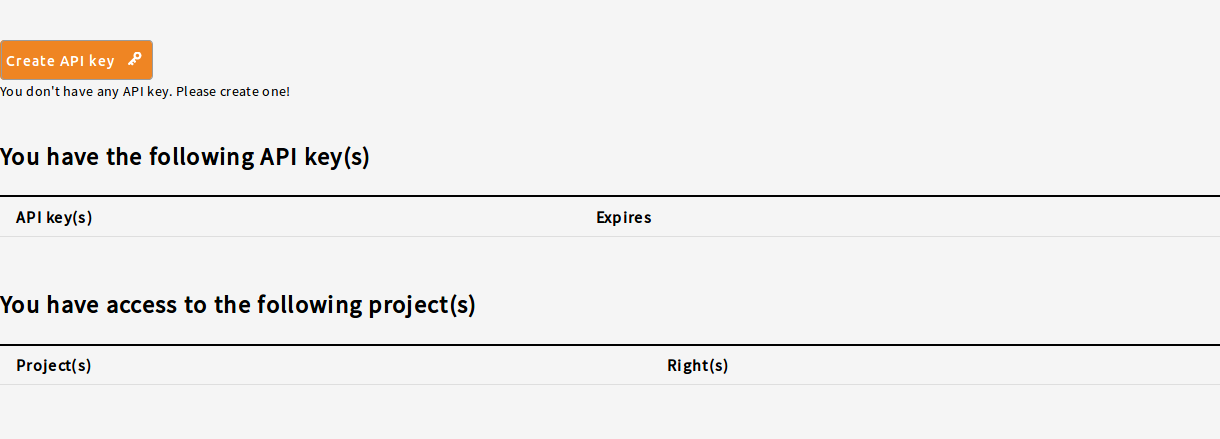 Screenshot of Windmill data portal showing how you can create an API key
