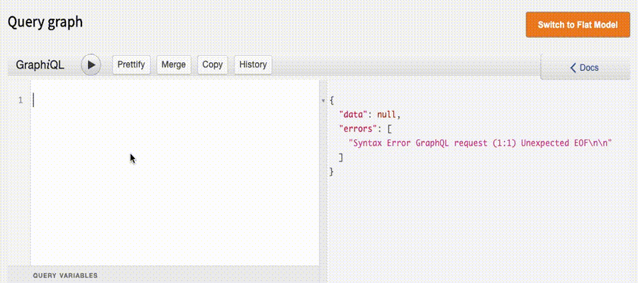 Animation showing how you can use the Peregrine UI to build a GraphQL query that hits the PostgreSQL database and returns a response